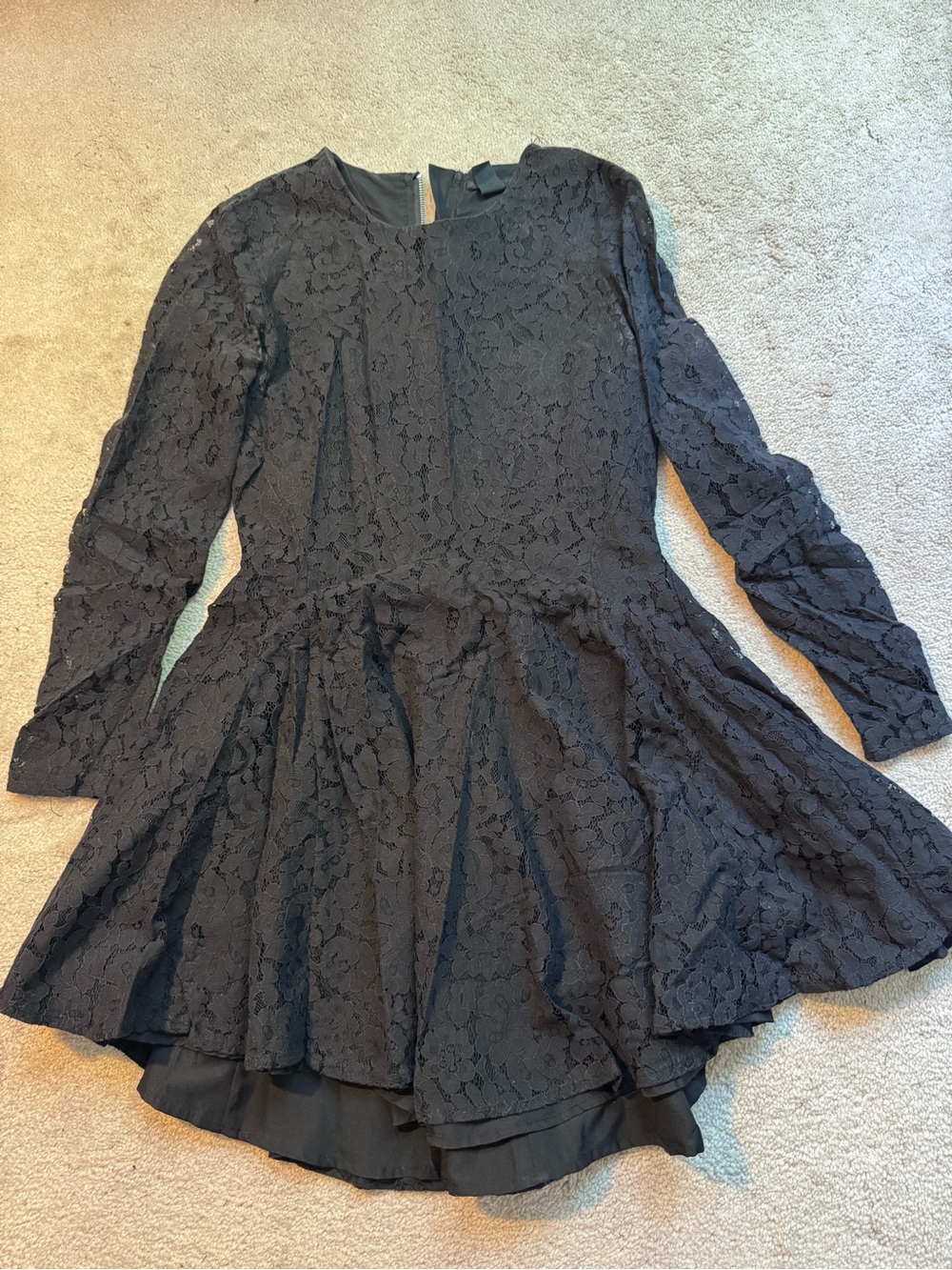 H&M Black Lace Long-Sleeve Mini Dress